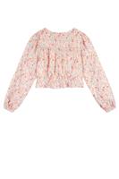 NoNo zomer blouse meisjes - geel - cropped, AOP bloemen - Timba