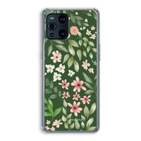 Botanical green sweet flower heaven: Oppo Find X3 Pro Transparant Hoesje