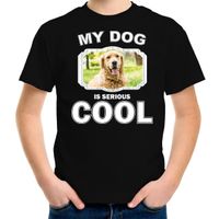 Honden liefhebber shirt Golden retriever my dog is serious cool zwart voor kinderen XL (158-164)  -