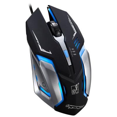 Jagen Leopard K1 USB 1600DPI drie-snelheid Instelbare LED-achtergrondverlichting Mute Wired optische gaming muis lengte: 1.3 m (zwart)
