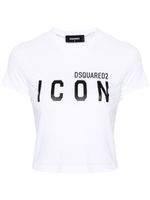 DSQUARED2 logo-print cropped T-shirt - Blanc