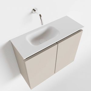 MONDIAZ TURE 60cm toiletmeubel linen. EDEN wastafel talc links geen kraangat