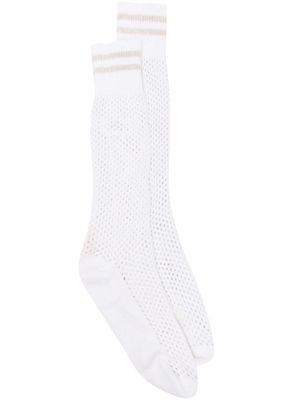 Brunello Cucinelli chaussettes à bords rayés - Blanc