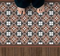 Grijs en bruin vintage patroon vinyl vloerkleed keuken