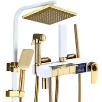 Thermostatische Doucheset - Geborsteld Goud | Messing & ABS | Verstelbare Hoogte | 20 Inch Vierkante Douchekop Thermostatische Doucheset - Geborsteld Goud | Messing & ABS | Verstelbare Hoogte | 20 Inch Vierkante Douchekop