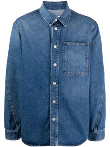 Trussardi chemise en jean à logo embossé - Bleu