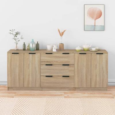 3-delige Dressoirs bewerkt hout sonoma eiken