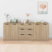 3-delige Dressoirs bewerkt hout sonoma eiken
