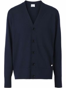 Burberry cardigan en soie à plaque TB monogrammé - Bleu