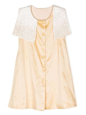 SHATHA ESSA robe à empiècement brodé - Or