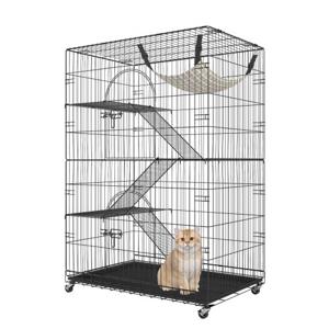 VEVOR kattenkooi met 4 niveaus en 2 deuren kattenverblijf 900x600x1330mm kleine dierenkooi van ijzer met geverfd oppervlak knaagdierkooi met 3 ladders Ideaal voor katten en andere kleine dieren