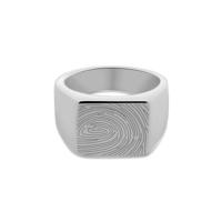 Gegraveerde vingerafdruk mannen zegelring - Stainless steel - Zilver - Ringmaat 20