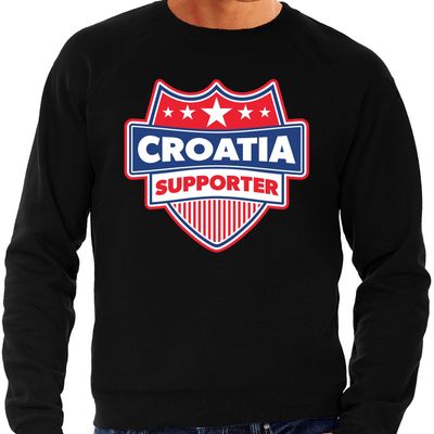 Kroatie / Croatia schild supporter sweater zwart voor heren Kroatie / Croatia schild supporter sweater zwart voor heren