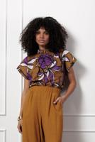 Studio Anneloes Tessa Flower Top 12895 T-shirt Korte Mouw 2550 Honey/purple