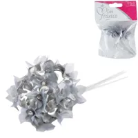 Miss France satijnen bloemen met strass grijs 13 cm 12 stuks | 24 stuks