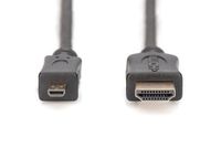 Digitus AK-330109-020-S HDMI-kabel HDMI Aansluitkabel HDMI-A-stekker, HDMI-micro-D-stekker 2.00 m Zwart Vergulde steekcontacten - thumbnail