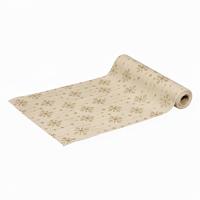 Kerst thema diner tafelloper - goud - gouden sneeuwvlokjes - 28 x 300 cm