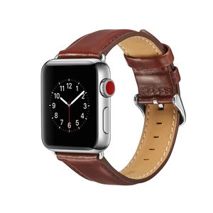 Bandje geschikt voor Apple Watch 38/40MM - Maat L - Horlogebandje - Polsband - Kunstleer - Donkerbruin