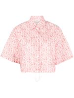 Moncler chemise crop à logo imprimé - Rose