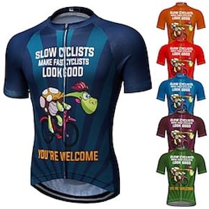 Voor heren Wielrenshirt Korte mouw Fietsen Shirt Kleding Bovenlichaam met 3 achterzakken Bergracen Wegwielrennen Ademend Sneldrogend Vochtregelerend Zacht Donker rood Rood blauw Grafisch Luiaard Lightinthebox