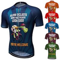 Voor heren Wielrenshirt Korte mouw Fietsen Shirt Kleding Bovenlichaam met 3 achterzakken Bergracen Wegwielrennen Ademend Sneldrogend Vochtregelerend Zacht Donker rood Rood blauw Grafisch Luiaard Lightinthebox - thumbnail