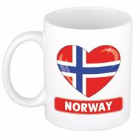 Hartjes vlag Noorwegen koffiemok - drink beker - white - 300 ml - supporters
