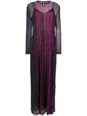 Missoni robe longue plissée à sequins - Rose