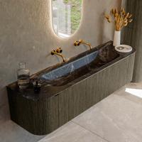 Badmeubel Mondiaz Kurve-Dlux | 170 cm cm | Meubelkleur Shadow | Wastafelkleur Lava | Solid surface | Wasbak midden spoelbak | Zonder kraangat(en)