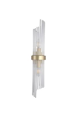 Wandlamp Lara 2Lt Gold Metal & Clear Glass Rods