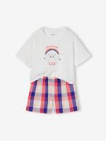 Pyjamabroek met kattenprint in popeline voor meisjes wit Pyjamabroek met kattenprint in popeline voor meisjes wit