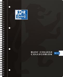 Oxford School collegeblok, ft A4, 180 bladzijden, 4 gaats, gelijnd, zwart