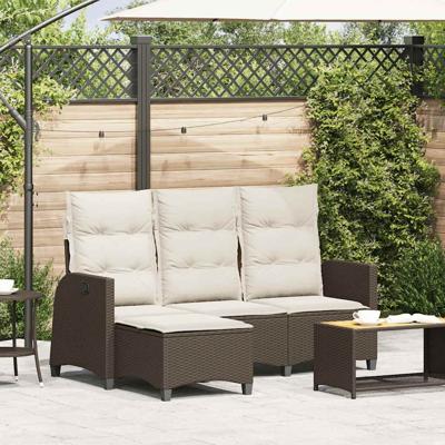 Verstelbare tuinbank met kussens L-vormig poly rattan bruin