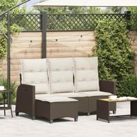 Verstelbare tuinbank met kussens L-vormig poly rattan bruin