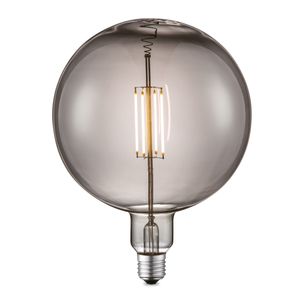 Edison Vintage LED filament lichtbron Carbon - Rook - G180 Ovaal - Retro LED lamp - 18/18/23cm - geschikt voor E27 fitting - Dimbaar - 4W 120lm 1800K - warm wit licht