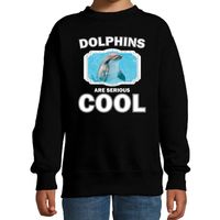 Dieren dolfijn sweater zwart kinderen - dolphins are cool trui jongens en meisjes