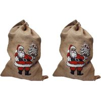 2x Jute zakken voor kerstcadeau / kerstcadeautjes - thumbnail