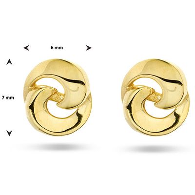Oorknoppen Gourmetschakel geelgoud 6 x 7 mm