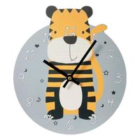 Houten klok met tijger 26 cm voor kinderen - Wandklokken