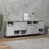 Dressoirs 3 st 60x35x70 cm bewerkt hout betongrijs