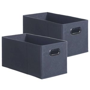 Set van 2x stuks opbergmand/kastmand 7 liter donkergrijs linnen 31 x 15 x 15 cm - Opbergmanden