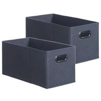 Set van 2x stuks opbergmand/kastmand 7 liter donkergrijs linnen 31 x 15 x 15 cm - Opbergmanden - thumbnail