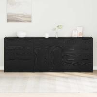 Dressoir 3 pcs Zwart eiken 60 x 30 x 70 cm Bewerkt hout