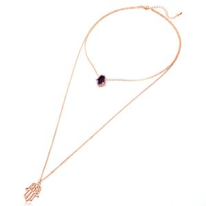 Gelaagde dames ketting Fatima Hand hanger Rose