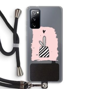Zwart-wit cactus: Samsung Galaxy S20 FE / S20 FE 5G Transparant Hoesje met koord