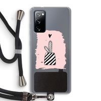 Zwart-wit cactus: Samsung Galaxy S20 FE / S20 FE 5G Transparant Hoesje met koord