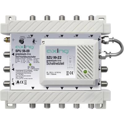 Satelliet multiswitch Axing SPU 56-09 Ingangen (satelliet): 5 (4 satelliet / 1 terrestrisch) Aantal gebruikers: 6 Standby-functie, geschikt voor Quad LNB