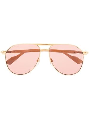Gucci Eyewear lunettes de soleil à monture pilote - Or