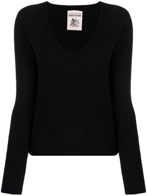 Semicouture haut en maille à effet brossé - Noir