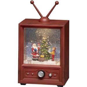 Konstsmide 4372-000 LED-decor Televisie met kerstman en kind Warmwit LED Bont Stroomvoorziening kiesbaar, Besneeuwd, Watergevuld, Kerstliedjes