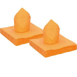 100x stuks feest servetten oranje - 40 x 40 cm - papier